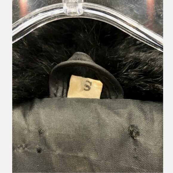 Vintage Black Rabbit Real Fur Coat Woman's Small Mobwife Cropped Bomber Jacket - Picture 7 of 7